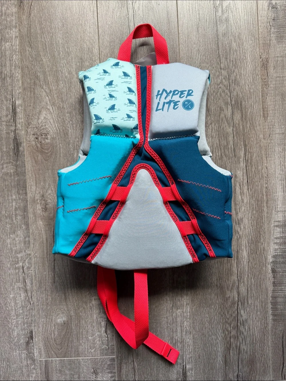 Hyperlite Child Life Vest - Kids Blue & Teal Life Jacket with Orange Accents